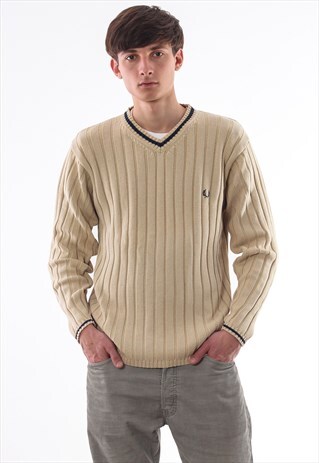 VINTAGE FRED PERRY SWEATER 90S BEIGE KNITTED