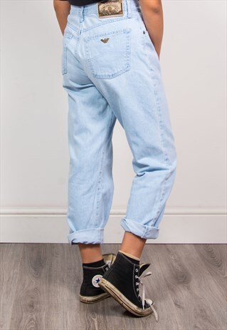 90'S VINTAGE LIGHT BLUE DENIM ARMANI HIGH WAIST JEANS