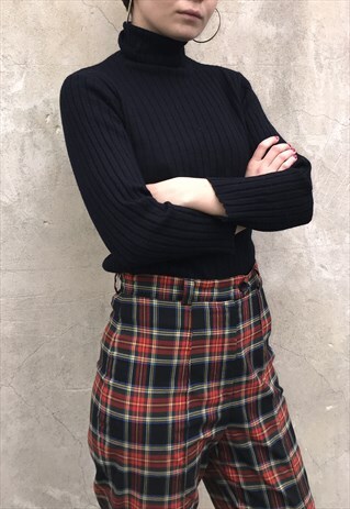 80S MERINO BLEND BLACK TURTLENECK SWEATER