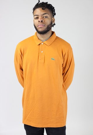 VINTAGE LACOSTE ORANGE LONG SLEEVE POLO SHIRT