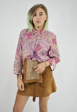 VINTAGE 90S LAUREN BY RALPH LAUREN SHEER PAISLEY PRINT SHIRT