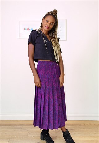 80S PLEATED SKIRT WITH PAISLEY PRINT
