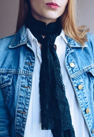 VINTAGE 80S BLACK LACE SCARF