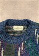 VINTAGE KNITTED JUMPER ABSTRACT PATTERNED KNIT SWEATER