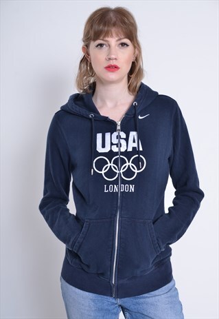 VINTAGE NIKE ZIP UP HOODIE BLUE
