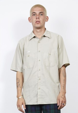VINTAGE 80'S 'JOE' BEIGE WORKMAN SHIRT
