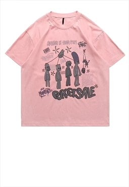 The Simpsons print tee American cartoon t-shirt pink