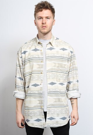 VINTAGE AZTEC PATTERNED SHIRT