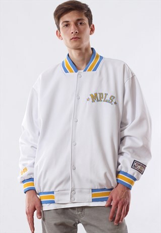VINTAGE LAKERS HARDWOOD CLASSICS NBA BOMBER 90S WHITE