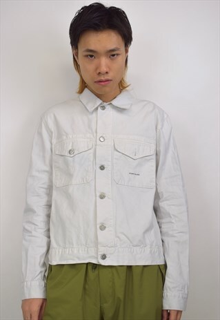 VINTAGE 90S STONE ISLAND WHITE COTTON JACKET