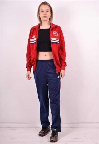 ADIDAS WOMENS VINTAGE FULL TRACKSUIT MEDIUM RED 90S