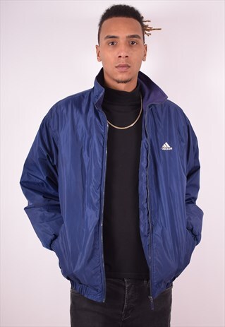 ADIDAS MENS VINTAGE PADDED JACKET MEDIUM BLUE 90S