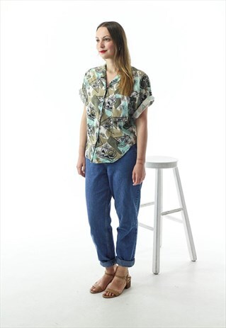 SAFARI PATTERN SHIRT / MENS ABSTRACT BUTTON UP