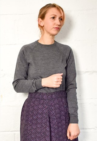 VINTAGE 70S GREY WOOL JUMPER