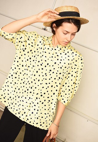 90'S RETRO POLKA DOT FESTIVAL PARIS CHIC BLOUSE TOP