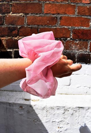 LARGE PINK VOILE SCRUNCHIE