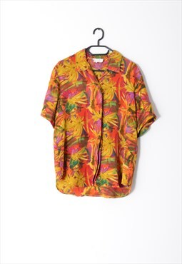 Vintage 80s Colourful Abstract Flower Shirt