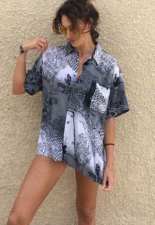 PATTERNED OVERSIZED RETRO VINTAGE UNISEX FESTIVAL SHIRT