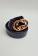 GUCCI  VINTAGE VERY DARK NAVY , ALMOST BLACK LEATHER BELT.