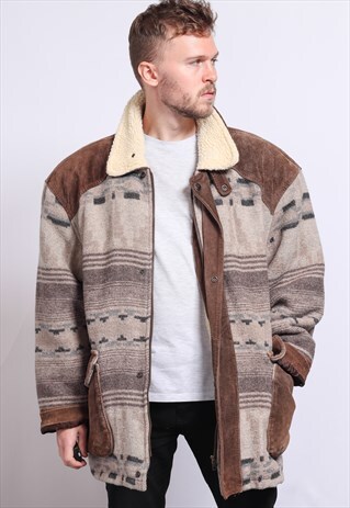 VINTAGE AZTEC INCA FESTIVAL FLEECE JACKET