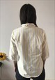 VINTAGE 80S WHITE WITH YELLOW STRIPED BLOUSE