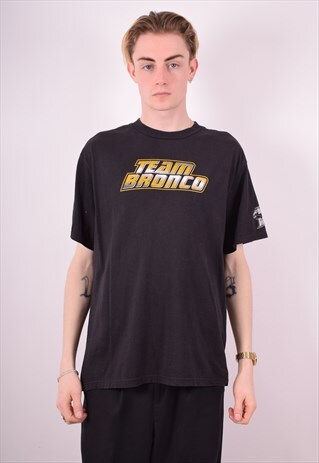 ADIDAS MENS VINTAGE T-SHIRT TOP MEDIUM BLACK 90S