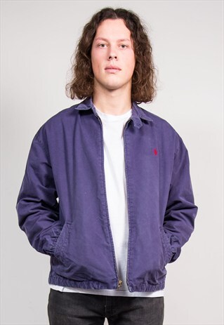 VINTAGE 90'S BLUE RALPH LAUREN BOMBER HARRINGTON JACKET