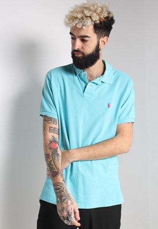 VINTAGE POLO RALPH LAUREN POLO SHIRT BLUE