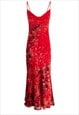 SHEODESSA RED AND BLACK FLORAL MAXI DRESS