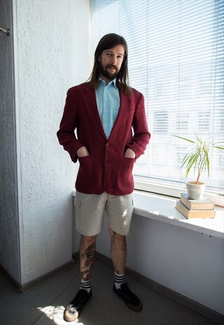 VINTAGE 80'S RED WOVEN BLAZER