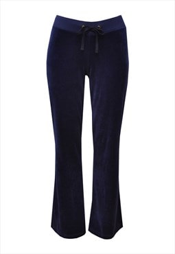 Velour Jogging Pants in Navy Blue