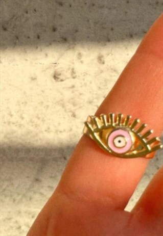 FREISANA EVIL EYE RING - LIGHT PINK