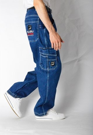 FUBU VINTAGE 90S BLUE CARGO JEANS