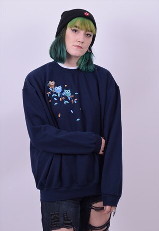 VINTAGE 90'S BLUE OWL USA SWEATER SIZE X LARGE UNISEX