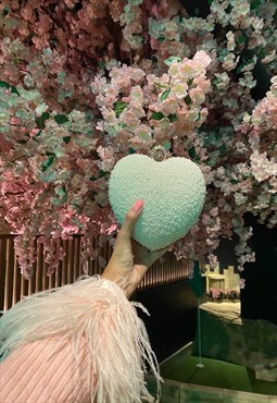 Heart Shaped Pearl Clutch Bag