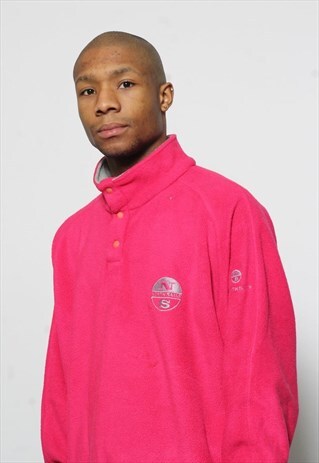 VINTAGE NORTH SAILS 1/4 BUTTON LOGO POLARTEC FLEECE PINK