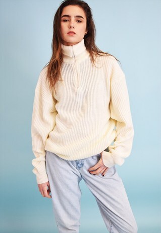 80'S RETRO CHUNKY KNIT OVERSIZED JUMPER TOP