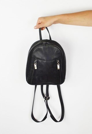 NAVY BLUE LEATHER BACKPACK BAG
