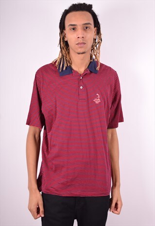 POLO RALPH LAUREN MENS VINTAGE POLO SHIRT LARGE RED STRIPES