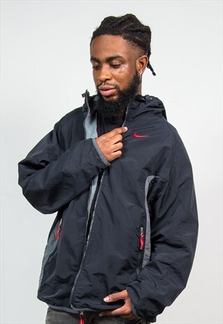 NIKE 90'S BLACK HOODED COAT JACKET