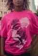 Pink Psychedelic Festival Graphic Print T-shirt