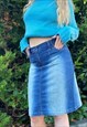 STUNNING OMBRE 90S DENIM MIDI SKIRT WITH DOUBLE BELT HOLE LO