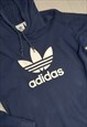 ADIDAS HOODIE SWEATSHIRT NAVY BLUE COTTON