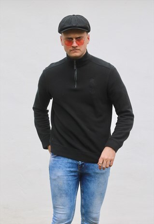 RALPH LAUREN USA 1/4 JET BLACK SWEATSHIRT