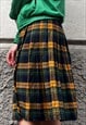 VINTAGE 90S TARTAN MIDI SKIRT GREEN PLEATED KILT