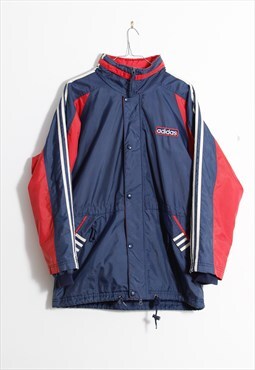 80s Vintage 90s Sports Grunge ADIDAS Unisex Navy Jacket Coat
