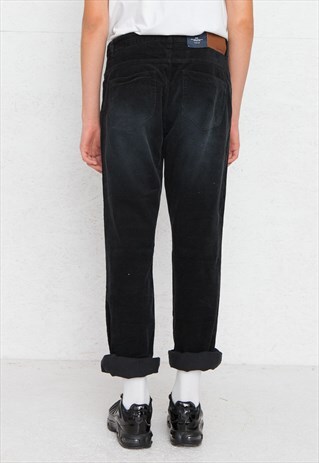 VINTAGE BLACK GANT RUGGER CORDUROY TROUSERS BOTTOMS