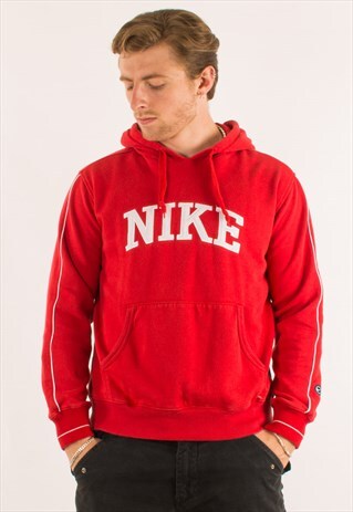 VINTAGE 90S RED NIKE SPELLOUT HOODIE PULLOVER