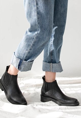 GENUINE LEATHER PLATFORM CHELSEA BOOTS