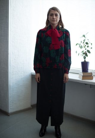 VINTAGE 90'S BLACK HIGH WAISTED MAXI SKIRT